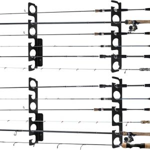 Iswabard Fishing Pole Holders Fishing Rod Holders for Garage, Holds 12 Rods  Fishing Rod Racks Wall Ceiling Rod Rack Wall Mounted Storage Rack, Black, 4  Set, Garage Door Fishing Rod Holder